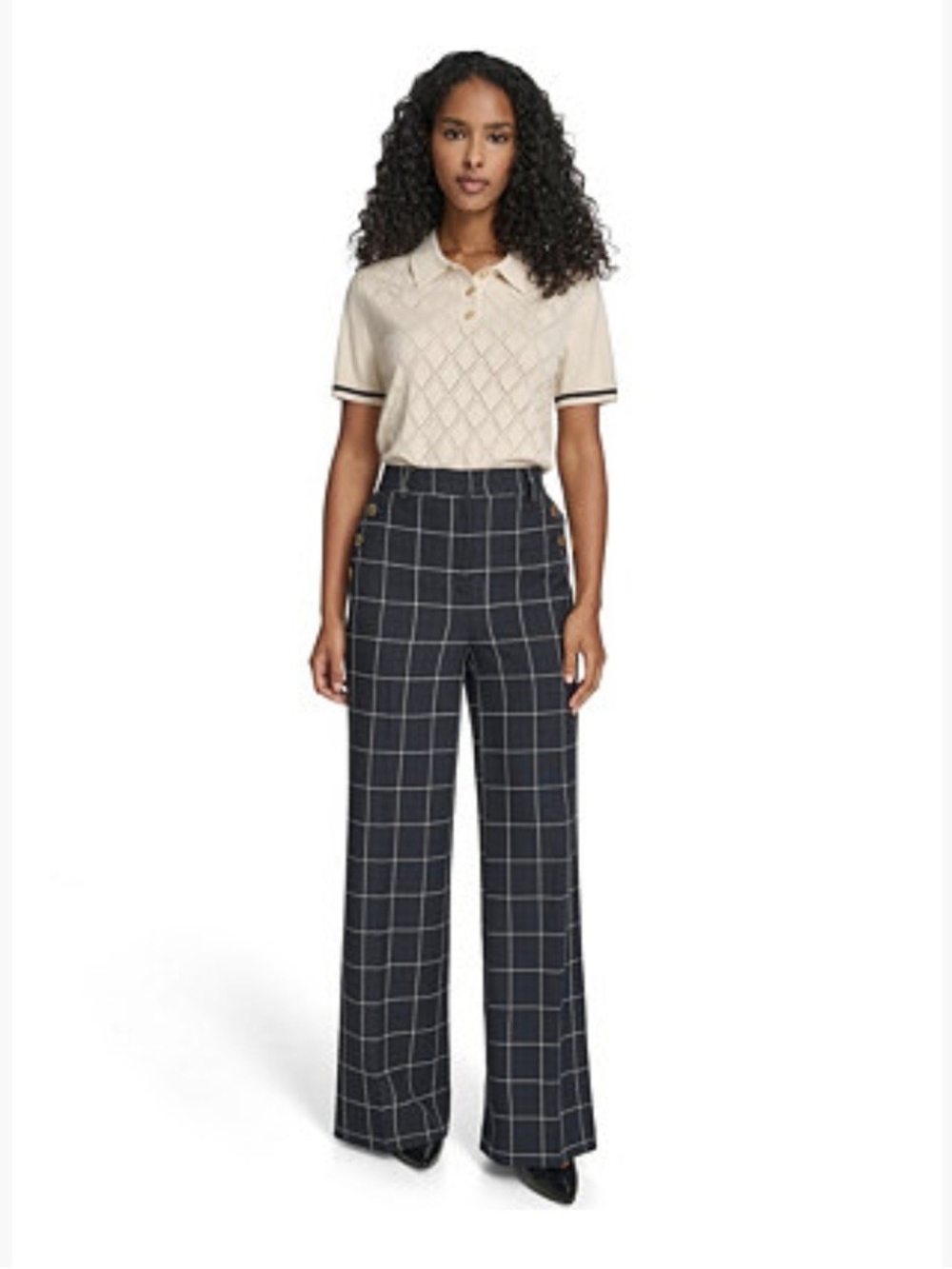Tommy Hilfiger Women's High Rise Windowpane Sailor Pants